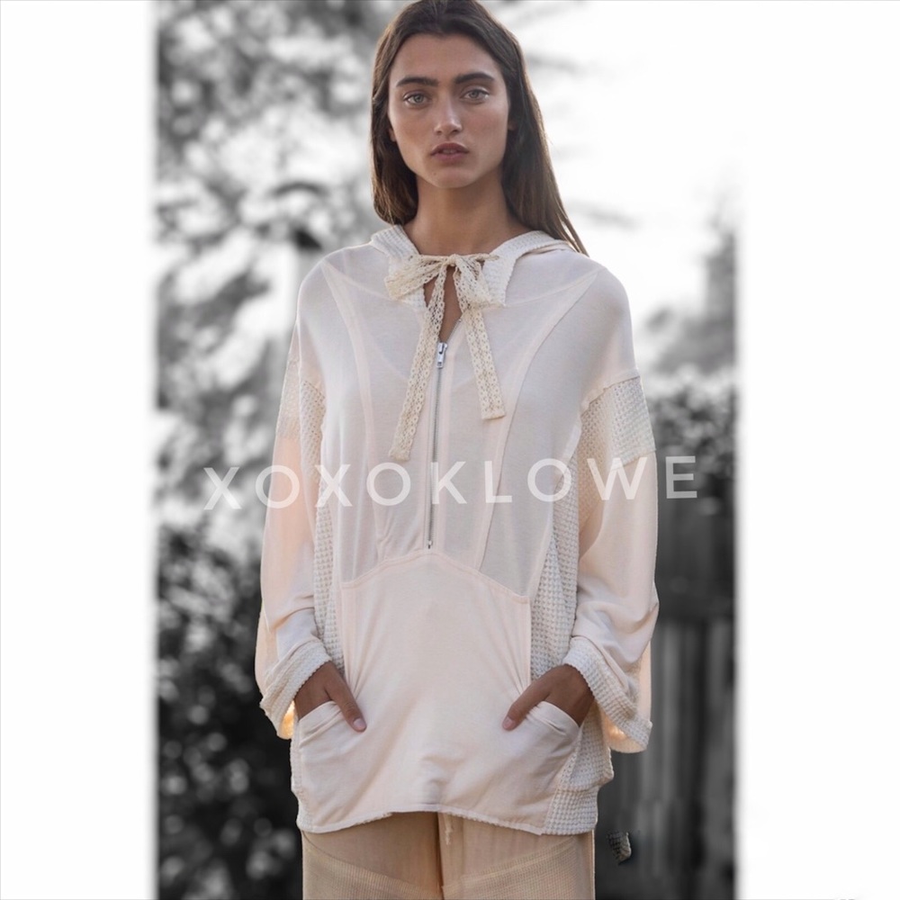 POL Cream Hoodie Pullover Half Zip Oversized Fit - Picture 11 of 11